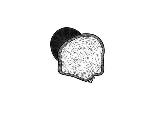 a piece of bread drawn in black ink,ostracod,brain icon,parietal,braincase,ostracods,bivalve,Design Sketch,Design Sketch,Rough Outline