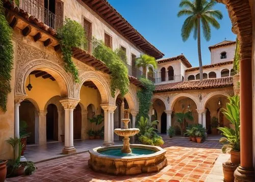 santa barbara,courtyard,cloister,hacienda,courtyards,inside courtyard,patios,patio,palmilla,parador,cloisters,alhambra,alcazar,tlaquepaque,casa,mizner,alcazar of seville,cloistered,spanish tile,la kasbah,Conceptual Art,Daily,Daily 09