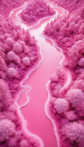 lava river,pink beach,acid lake,pink grass,aura river,river landscape,virtual landscape,a river,river delta,pinkwater,japanese sakura background,japan landscape,sakura trees,cold cherry blossoms,purple landscape,ice landscape,riverbeds,japanese cherry trees,riverbed,sakura blossom,Illustration,Realistic Fantasy,Realistic Fantasy 02