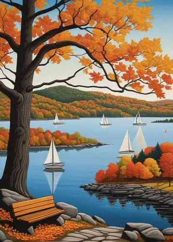 boat landscape,fall landscape,autumn landscape,robert duncanson,coastal landscape,sailboats,autumn background,autumn idyll,sailing boats,autumn scenery,welliver,beach landscape,art painting,gagnon,landscape background,duncanson,sailing boat,muskoka,new england,autumn camper,Illustration,Black and White,Black and White 18