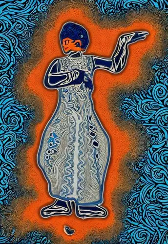 colores naranja y azul
,khokhloma painting,indigenous painting,batik design,aboriginal painting,voodoo woman,girl in a long dress,paisley digital background,aboriginal art,khamsa,la catrina,krishna,ha