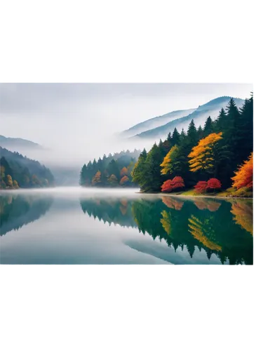 autumn scenery,autumn background,autumn landscape,autumn fog,landscape background,autumn mountains,japan landscape,reflection in water,beautiful lake,autumn in japan,calm water,fall landscape,autumn forest,mirror water,foggy landscape,mountainlake,water reflection,reflections in water,nature background,tranquility,Conceptual Art,Sci-Fi,Sci-Fi 25