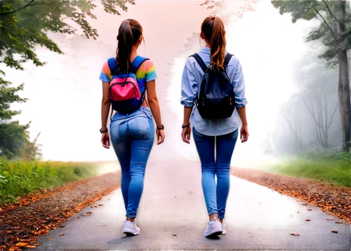 two girls,little girls walking,girl walking away,walking,woman walking,people walking,online path travel,young women,go for a walk,walk,i walk,girl and boy outdoor,women fashion,pathway,photoshop manipulation,women clothes,jeans background,to walk,hand in hand,standing walking,Illustration,Realistic Fantasy,Realistic Fantasy 39