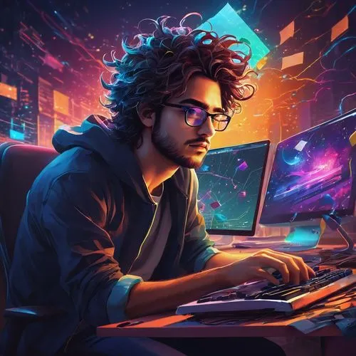 man with a computer,computer addiction,world digital painting,computer freak,computerologist,cybersurfing,computer graphic,computer,cyberpunk,computerization,sci fiction illustration,girl at the computer,junipero,night administrator,coder,computer art,illustrator,commissionner,freelancer,computerized,Conceptual Art,Fantasy,Fantasy 21