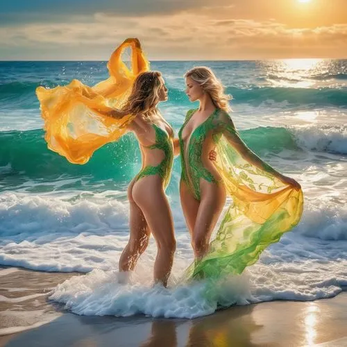 mermaids,believe in mermaids,let's be mermaids,celtic woman,rhinemaidens,bodypainting,Art,Classical Oil Painting,Classical Oil Painting 01