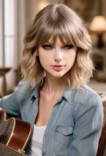 taylor swift headshot，Lifestyle Headshots，Musician At Home,guitar,acoustic guitar,playing the guitar,the guitar,denim background,acoustic,country song,swifts,epiphone,acoustics,scrapbook background,mu