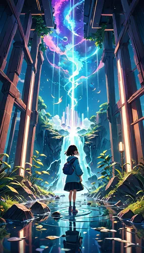 cg artwork,water-the sword lily,electric arc,fantasia,flooded pathway,underwater background,ori-pei,3d fantasy,chasm,elements,beyond,sci fiction illustration,aqua studio,descent,flow of time,aura,underground lake,dimension,magical adventure,music background,Anime,Anime,Realistic