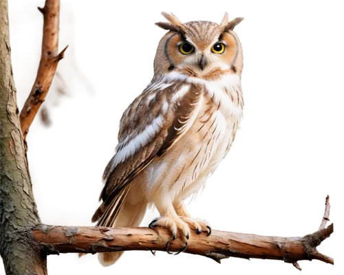 OWL, photography, close-up, facial portrait, big round eyes, white feathers, soft plumage, gentle gaze, perched on branch, wooden texture, natural habitat, warm lighting, shallow depth of field, bokeh