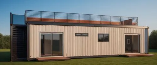 container home behind a main house,prefabricated buildings,prefabricated,electrohome,house trailer,shipping container,shelterbox,inverted cottage,dog house frame,cubic house,deckhouse,relocatable,ship