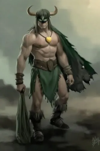 a man dressed as he is walking down the road,minotaur,bullman,barbarian,greyskull,ghazan,rhinox