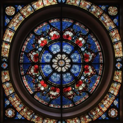 vitral, roseta,a very pretty and colorful stained glass window,stained glass,stained glass window,round window,church window,church windows,dome roof,Photography,General,Realistic