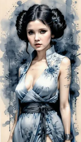 leia,cheongsam,victorian lady,geisha girl,geisha,amidala,Illustration,Paper based,Paper Based 30