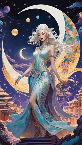 zodiac sign libra,rem in arabian nights,blue moon rose,queen of the night,libra,fantasia,baoshun,fantasy picture,amphitrite,moondragon,violinist violinist of the moon,fantasy art,horoscope libra,zodiac sign gemini,luna,oriental princess,mid-autumn festival,fantasy woman,lunar,blue enchantress,Conceptual Art,Sci-Fi,Sci-Fi 24