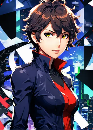 persona,candela,red blue wallpaper,portrait background,two-point-ladybug,meteora,spy,colorful background,phoenix,3d crow,mc,gunkanjima,ganai,poker primrose,diamond background,french digital background,red background,crow queen,goddess of justice,femme fatale,Illustration,Japanese style,Japanese Style 03