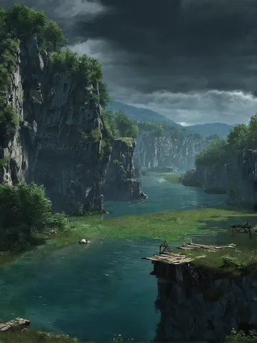 karst landscape,fantasy landscape,limestone cliff,landscape background,river landscape,meteora,high landscape,an island far away landscape,stone quarry,quarry,karst area,green valley,panoramic landscape,background with stones,valley,world digital painting,mountainous landscape,japan landscape,scenery,imperial shores,Conceptual Art,Fantasy,Fantasy 33