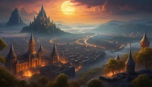 hogwarts,fantasy landscape,diagon,spires,fantasy picture,erebor,riftwar,gondolin,fantasy city,citadels,beleriand,fantasy art,3d fantasy,wizarding,tirith,sukeforth,dalgleish,fantasy world,dragonlance,nargothrond,Conceptual Art,Daily,Daily 18