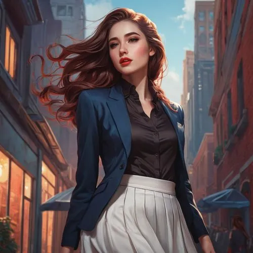 city ​​portrait,portrait background,girl walking away,woman walking,world digital painting,business girl,Conceptual Art,Fantasy,Fantasy 17