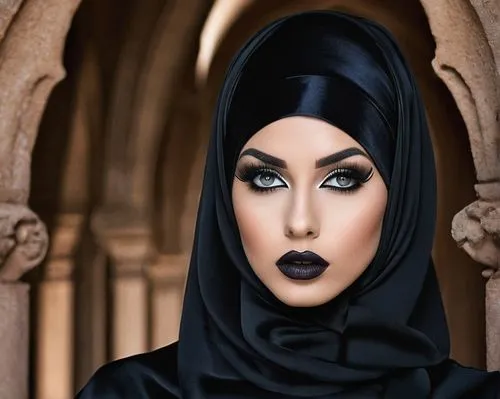 gothic woman,abaya,gothic portrait,gothic style,hijaber,muslim woman,purdah,raja,arabian,black queen,niqab,arab,abderahmane,hijab,zaafaraniyah,arabiyah,hijabs,beheshti,rouiba,miryam,Illustration,Realistic Fantasy,Realistic Fantasy 46