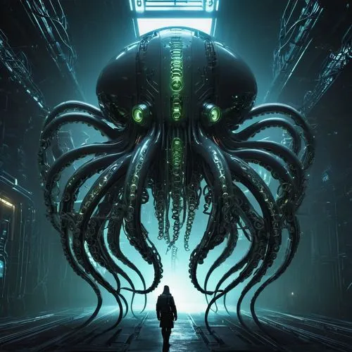 cthulhu,lovecraftian,apiarium,gravemind,aamoth,kraken,azathoth,octavius,intersquid,anansi,narcosis,nauticus,eidolon,nidularium,anosov,nautilus,cyberia,barotrauma,medusae,nauplius,Conceptual Art,Sci-Fi,Sci-Fi 09