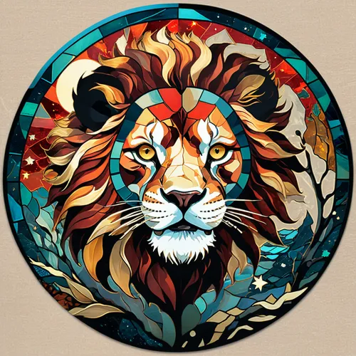 forest king lion,lion,panthera leo,lion number,lion head,african lion,lion - feline,masai lion,lion white,skeezy lion,two lion,zodiac sign leo,king of the jungle,glass painting,lion father,male lion,female lion,lioness,growth icon,adobe illustrator,Unique,Design,Sticker