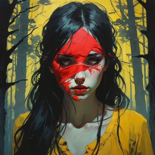 red riding hood,little red riding hood,jasinski,red skin,elektra,red paint,Illustration,Paper based,Paper Based 19