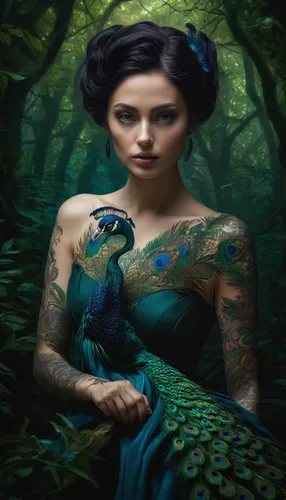 fairy peacock,fantasy portrait,peacock,crocodile woman,emerald lizard,fantasy art,green dragon,green mermaid scale,faery,fantasy picture,blue peacock,the zodiac sign pisces,reptilia,quetzal,faerie,peafowl,gonepteryx cleopatra,world digital painting,the enchantress,green iguana,Art,Classical Oil Painting,Classical Oil Painting 04