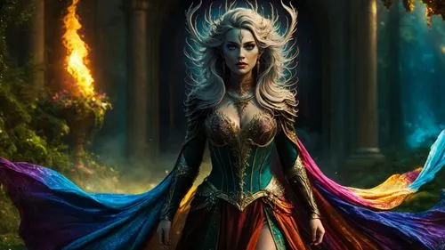 sorceress,fantasy art,the enchantress,fantasy woman,fantasy picture,elven,dark elf,fantasy portrait,blue enchantress,faerie,priestess,faery,fantasia,fairy queen,fairy tale character,heroic fantasy,celtic queen,fire dancer,fae,violet head elf