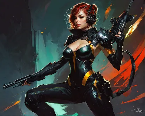 black widow,darth talon,girl with gun,widow,woman holding gun,girl with a gun,widow spider,catwoman,sci fiction illustration,huntress,katniss,cg artwork,sci fi,transistor,wasp,cobra,widowmaker,female warrior,infiltrator,swordswoman,Conceptual Art,Fantasy,Fantasy 06