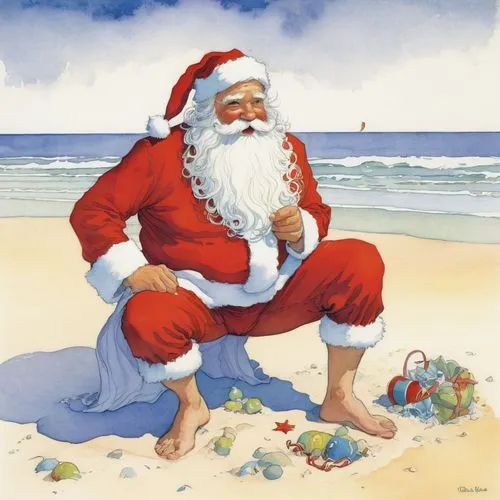 santa claus at beach,christmas on beach,christmas island,father christmas,santa claus,santa,santa stocking,santaji,santelli,santas,christmas santa,natale,north pole,santa clauses,natal,st claus,ho ho ho,scared santa claus,claus,globalsantafe,Illustration,Realistic Fantasy,Realistic Fantasy 04