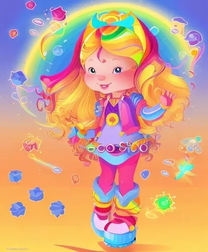 Rainbow Brite character concept,candy island girl,fairy galaxy,rainbow pencil background,sugar candy,rainbow background,gummi candy,soap bubbles,candy,gummybears,jelly bean,neon candies,bubbletent,bub