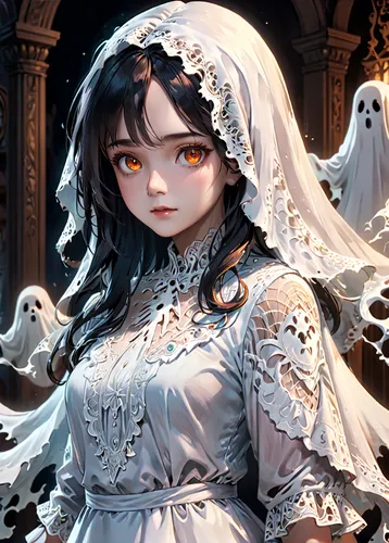 dead bride,bride,bridal,ghost girl,bridal clothing,wedding dress,silver wedding,bridal veil,bridal dress,white rose snow queen,halloween ghosts,wedding dresses,halloween illustration,mother of the bride,vampire lady,wedding dress train,ghost,gothic portrait,sun bride,wedding gown,Anime,Anime,General