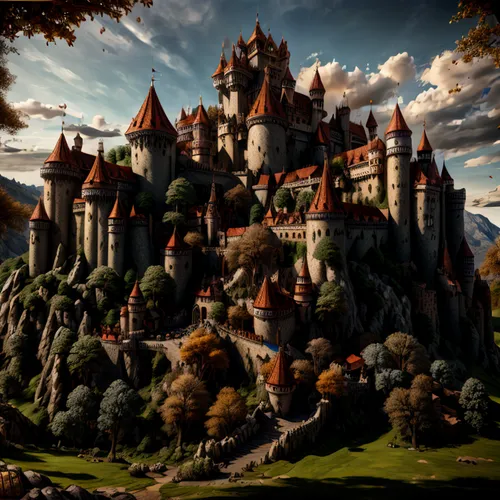 fairy tale castle,castle of the corvin,dracula castle,medieval castle,fairytale castle,3d fantasy,knight's castle,fantasy picture,fantasy landscape,fantasy art,castel,fairy tale castle sigmaringen,castleguard,transylvania,castle,knight village,medieval architecture,medieval,medieval town,fantasy world