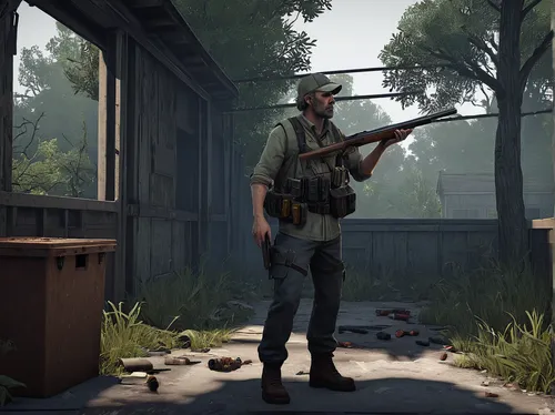 rifleman,poison plant in 2018,submachine gun,combat medic,cargo pants,m4a1 carbine,war correspondent,red army rifleman,screenshot,scout,gunsmith,holding a gun,shooter game,marksman,man holding gun and light,paratrooper,gamekeeper,chasseur,grenadier,croft,Illustration,American Style,American Style 15