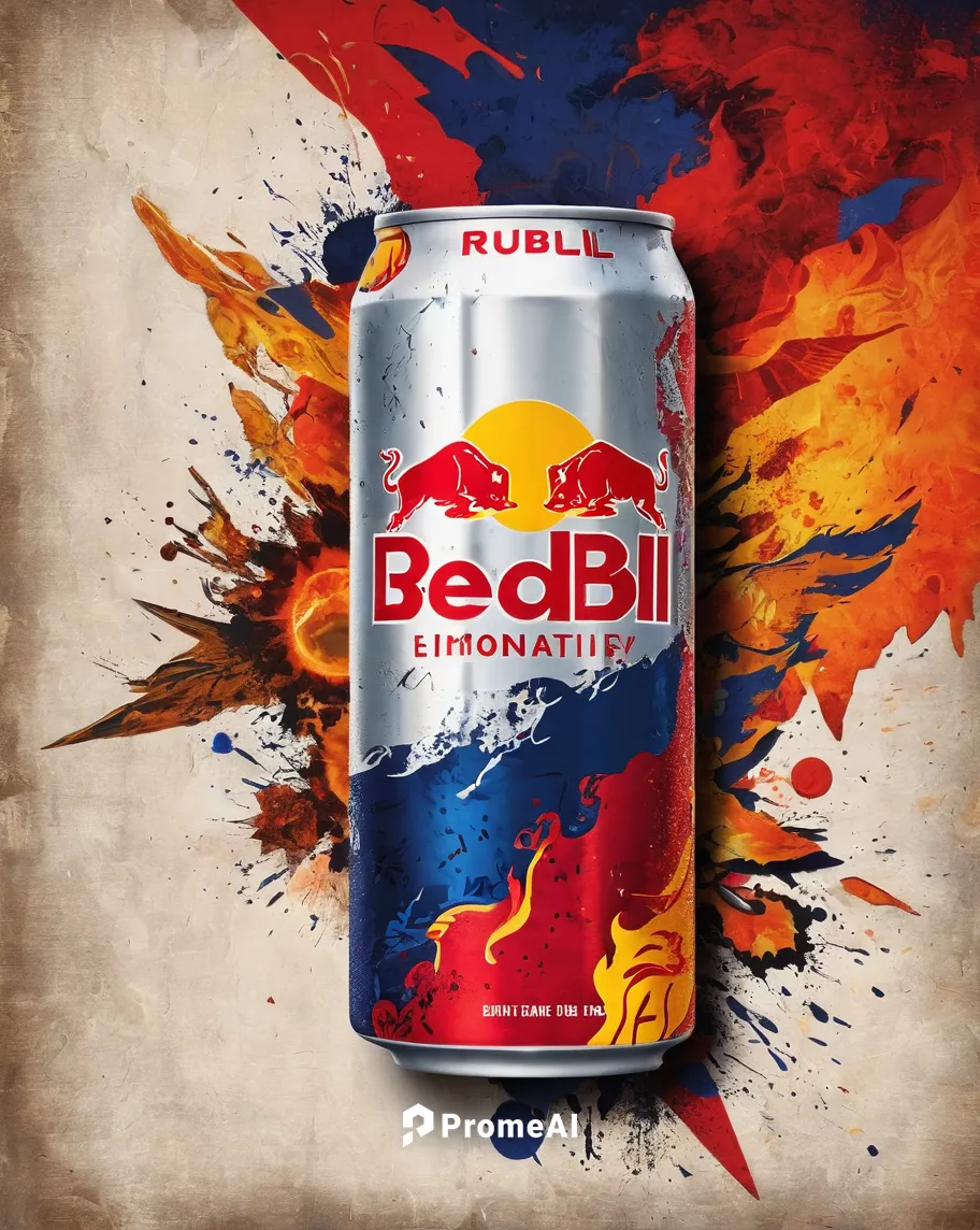 Design a bold and captivating Redbull logo with a fiery background.,red bull,vodka red bull,energy drinks,energy drink,packshot,diesel fuel,red bird,red-blue,russia rub,energy shot,fuel,sports drink,r