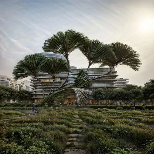 architecture, modern and techy ,gardens by the bay,futuristic landscape,futuristic architecture,futuristic art museum,garden of plants,eco hotel,asian architecture,chinese architecture,landscape desig