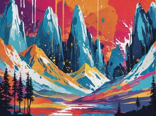 mountains,snowy peaks,snow mountains,high mountains,cascades,mountain range,colorful background,mountain scene,alaska,giant mountains,mountain,mountain landscape,moutains,mountain world,glacier,snowy mountains,mountain sunrise,himalaya,patagonia,autumn mountains,Conceptual Art,Graffiti Art,Graffiti Art 08