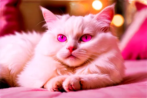 pink cat,the pink panter,pink beauty,bright pink,color pink white,snowbell,pink background,golden eyes,pink white,cat's eyes,kittenish,white cat,birman,pinky,ragdoll,pinker,blue eyes cat,pink panther,doll cat,color pink,Illustration,Realistic Fantasy,Realistic Fantasy 37