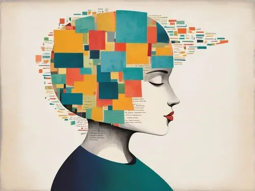 woman thinking,neuroplasticity,neuroinformatics,head woman,art deco woman,cubist,milliner,virtual identity,phrenology,prosopagnosia,transcranial,cognitivism,neuromarketing,brainlab,cognitive psychology,millinery,brainwaves,milliners,phrenologist,neuropsychiatry,Illustration,Vector,Vector 08