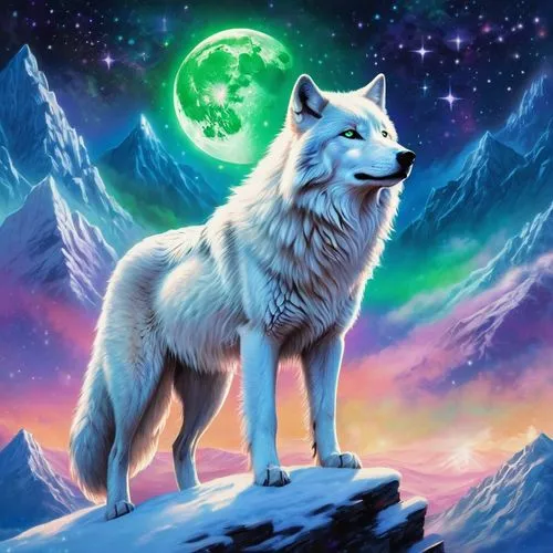 constellation wolf,howling wolf,white wolves,wolfsangel,wolpaw,wolffian,Illustration,Realistic Fantasy,Realistic Fantasy 20