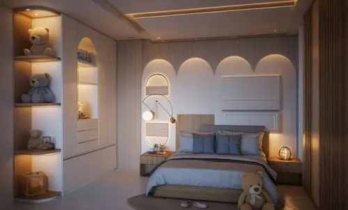 A modern themed children's bedroom,a lit up bedroom with the bed is very comfortable,sleeping room,bedrooms,bedroom,chambre,riad,bedroomed,Photography,General,Natural