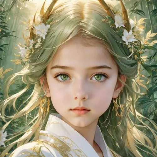 little girl fairy,schierstein,mystical portrait of a girl,zelda,schierholtz,fantasy portrait,Digital Art,Anime