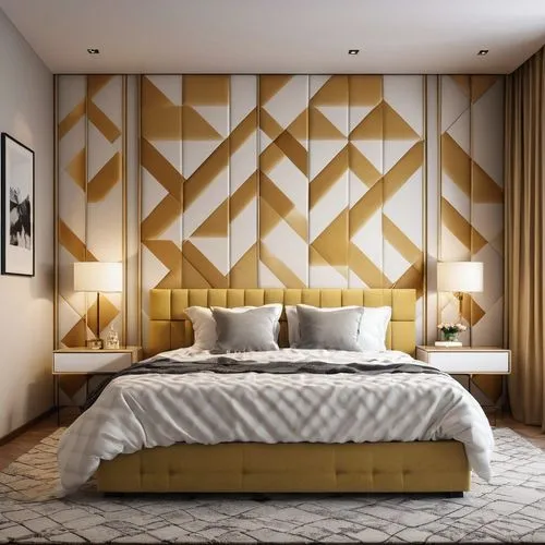 patterned wood decoration,headboards,geometric style,headboard,gold wall,geometric pattern,wallcoverings,contemporary decor,modern decor,wallcovering,wall decoration,wall plaster,wooden wall,wallpapering,wall panel,interior decoration,honeycomb grid,herringbone,yellow wallpaper,wallpapered,Photography,General,Realistic