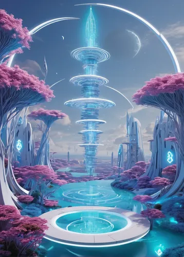 futuristic landscape,alien world,fractal environment,alien planet,cyberspace,apiarium,artificial island,sky space concept,utopian,cosmos field,planet eart,mushroom landscape,fantasy landscape,fantasy city,scifi,solar cell base,ice planet,virtual landscape,terraforming,energy field,Conceptual Art,Sci-Fi,Sci-Fi 10