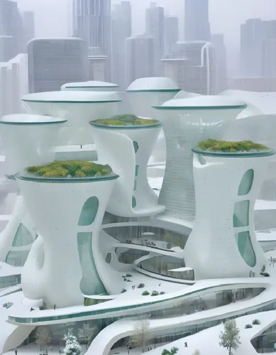 cube stilt houses,futuristic architecture,arcology,futuristic landscape,futuristic art museum,sky space concept