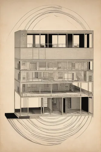 house hevelius,orthographic,house drawing,art deco,kirrarchitecture,ludwig erhard haus,architect plan,panopticon,archidaily,art deco ornament,mid century modern,cd cover,matruschka,brutalist architecture,frame drawing,arq,balconies,mid century,apartments,forms,Art,Artistic Painting,Artistic Painting 28