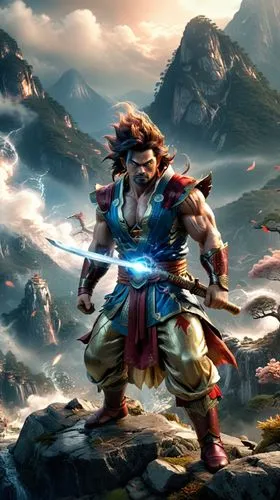  personaje real con super instinto como goku,a character in a video game with a sword,dujarric,wukong,krondor,auron,barbarian,soulcalibur,Photography,General,Cinematic