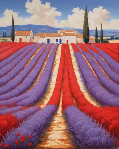 provence,valensole,poppy fields,lavender fields,lavender cultivation,lavender field,poppy field,la violetta,field of poppies,coquelicot,provencal life,tulips field,tuscan,cultivated field,tulip fields,tulip field,purple landscape,the lavender flower,flower field,aix-en-provence,Art,Classical Oil Painting,Classical Oil Painting 02