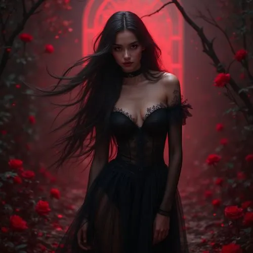 persephone,vampire woman,vampire lady,vampyre,red riding hood,gothic woman