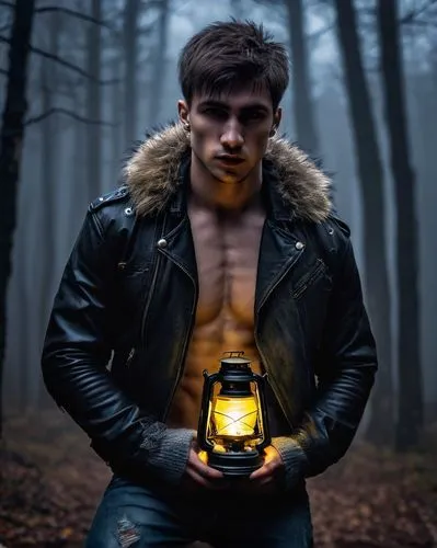 danila bagrov,hooded man,scene lighting,visual effect lighting,photo session at night,portable light,daemon,werewolf,portrait photography,lightpainting,gas light,a flashlight,man holding gun and light,lucus burns,flasher,dark portrait,light painting,werewolves,photoshop manipulation,man portraits,Illustration,Realistic Fantasy,Realistic Fantasy 29