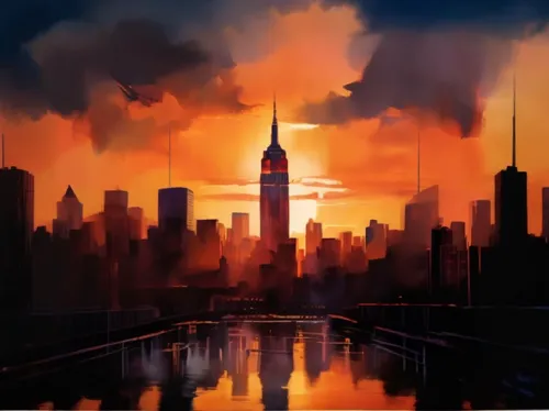 city skyline,skyline,world digital painting,city scape,new york skyline,dusk background